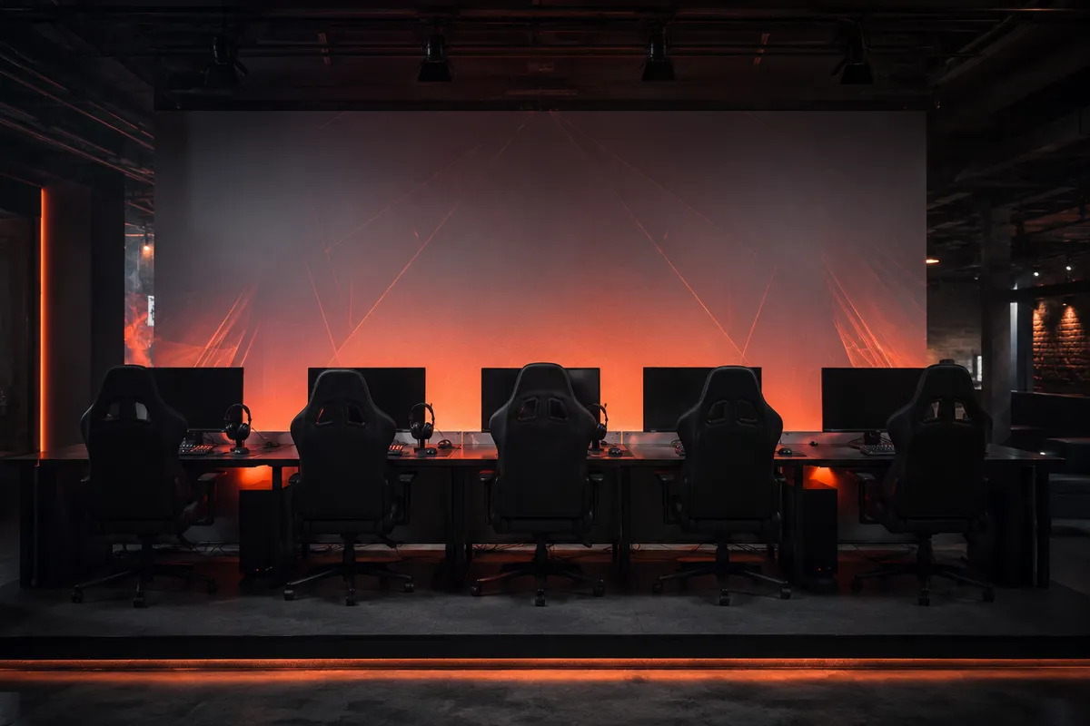 Escenario preparado con sillas gamer para un torneo
